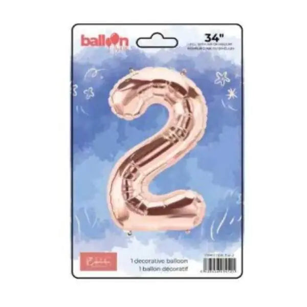 FOIL NUMBER 2 BALLOON - ROSE GOLD 34-INCH