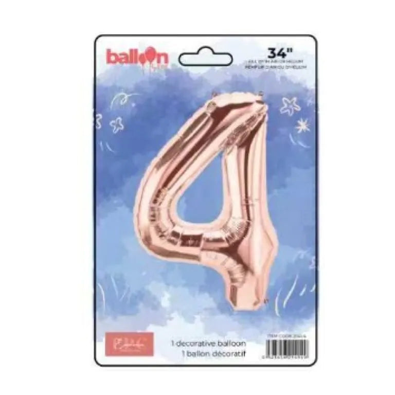 FOIL NUMBER 4 BALLOON - ROSE GOLD 34-INCH