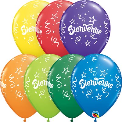 11" Bienvenue latex balloon, assorted colors (50 pcs)