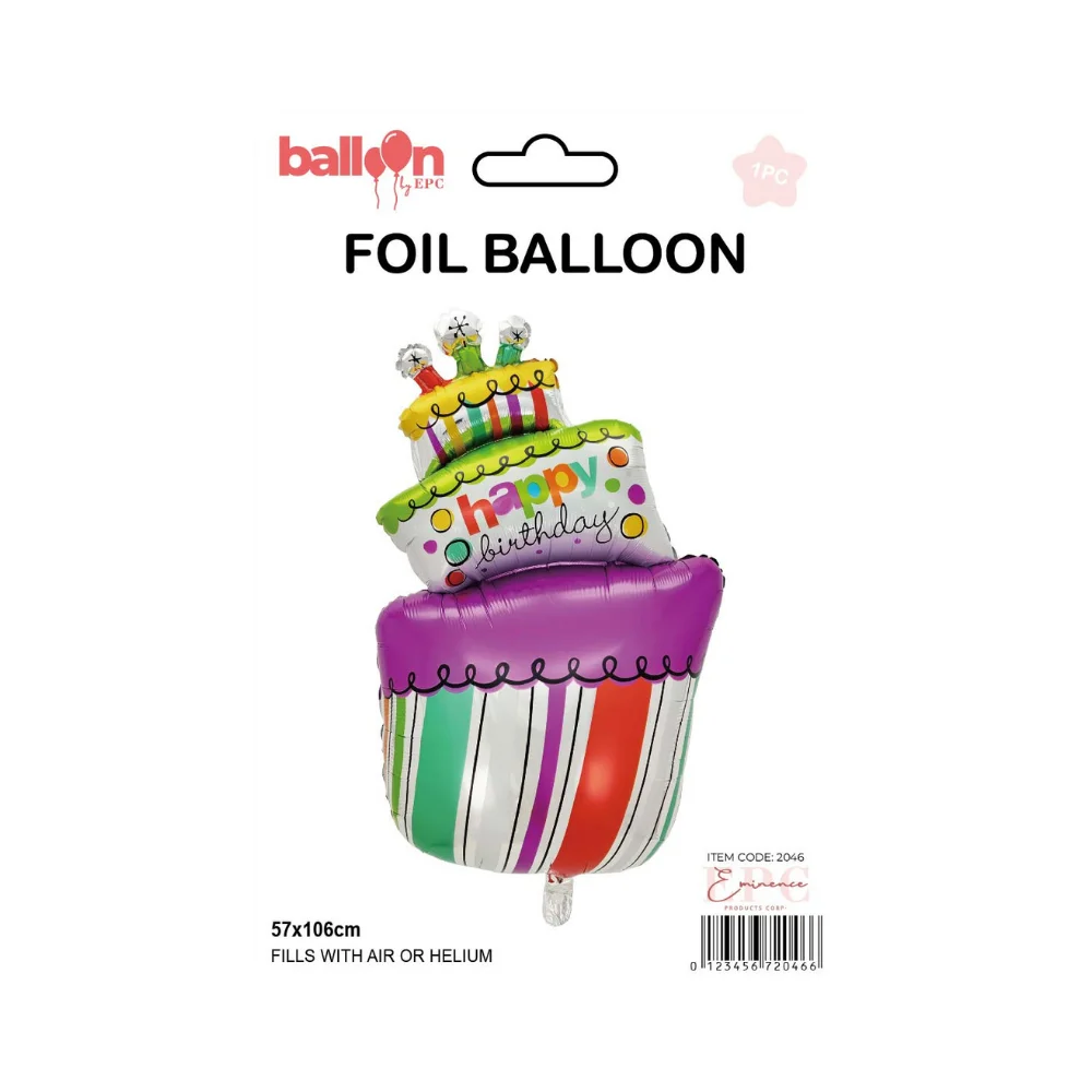 Foil three-tier birthday cake supershape balloon with candles