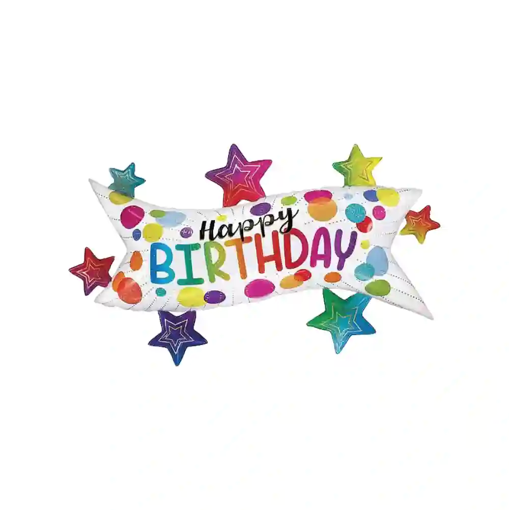 HAPPY BIRTHDAY WAVE MULTI STARS SUPER SHAPE 126X76