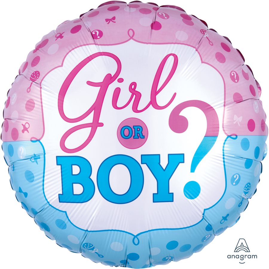 18" Foil Gender Reveal Girl or Boy Balloon