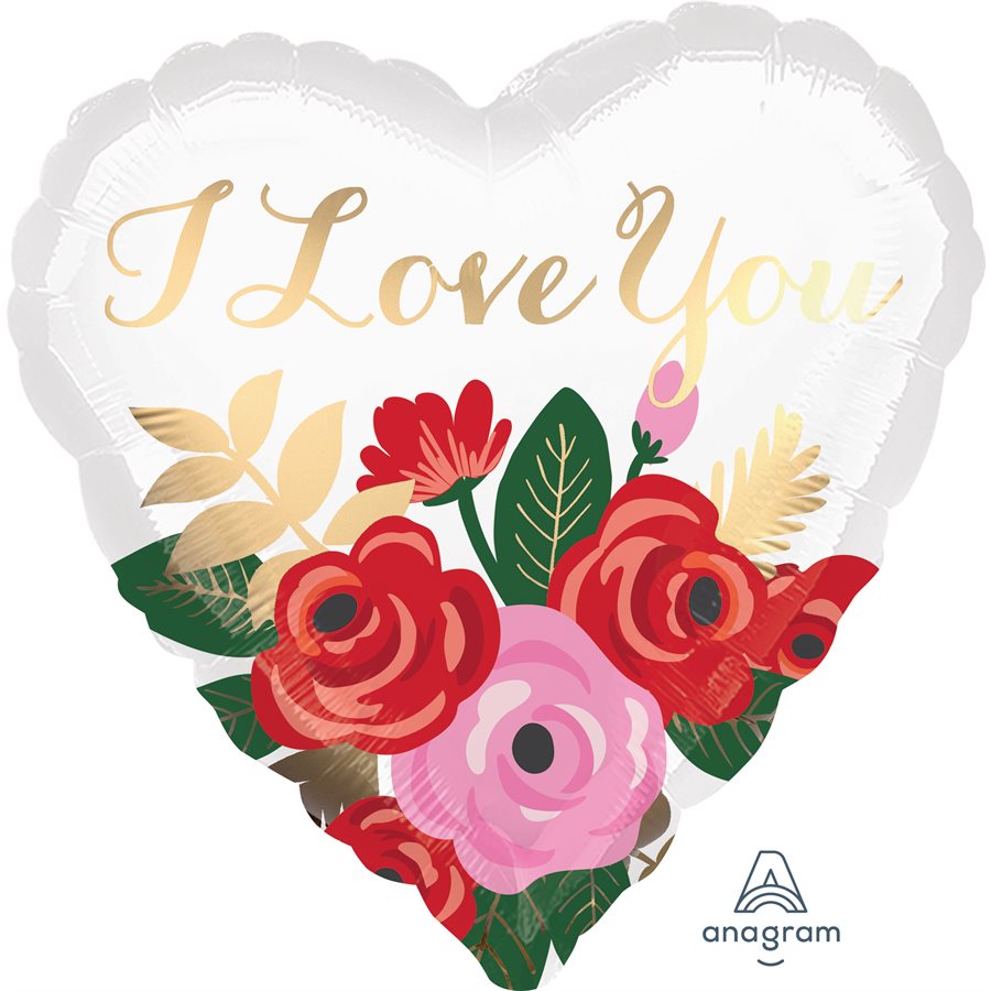 18" Foil Rose Bouquet I Love You Balloon