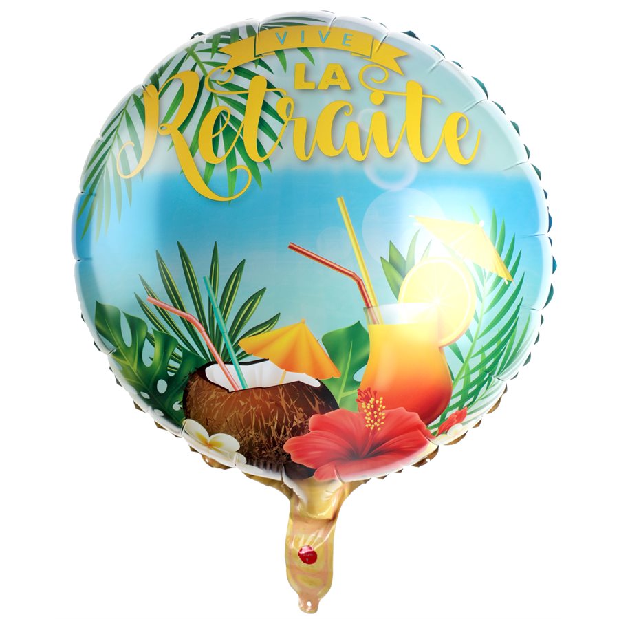 18" Foil Retirement Tropical Balloon