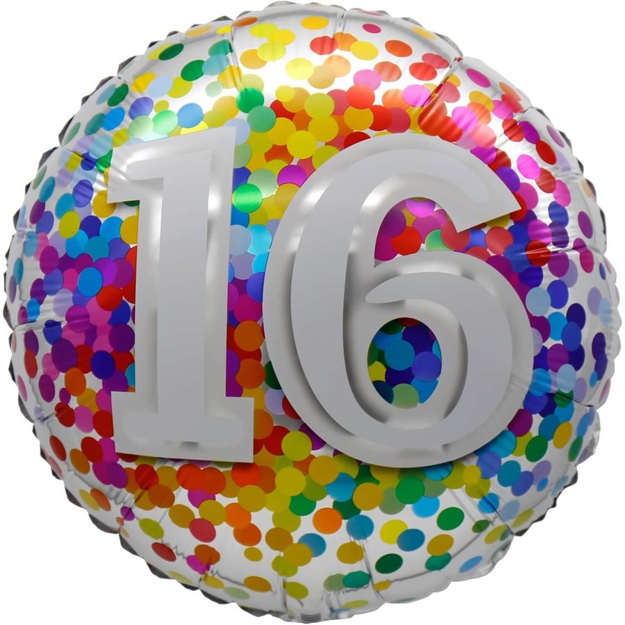 "18" "16 Rainbow Confetti Balloon Airise"