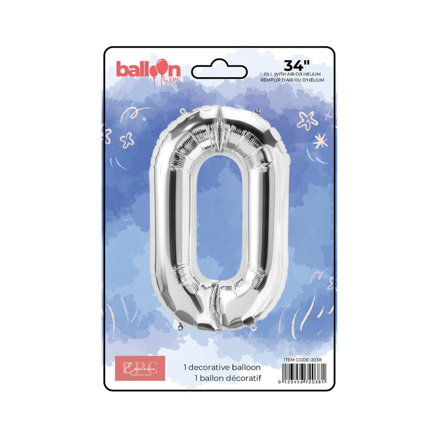 FOIL NUMBER 0 BALLOON - SILVER 34-INCH