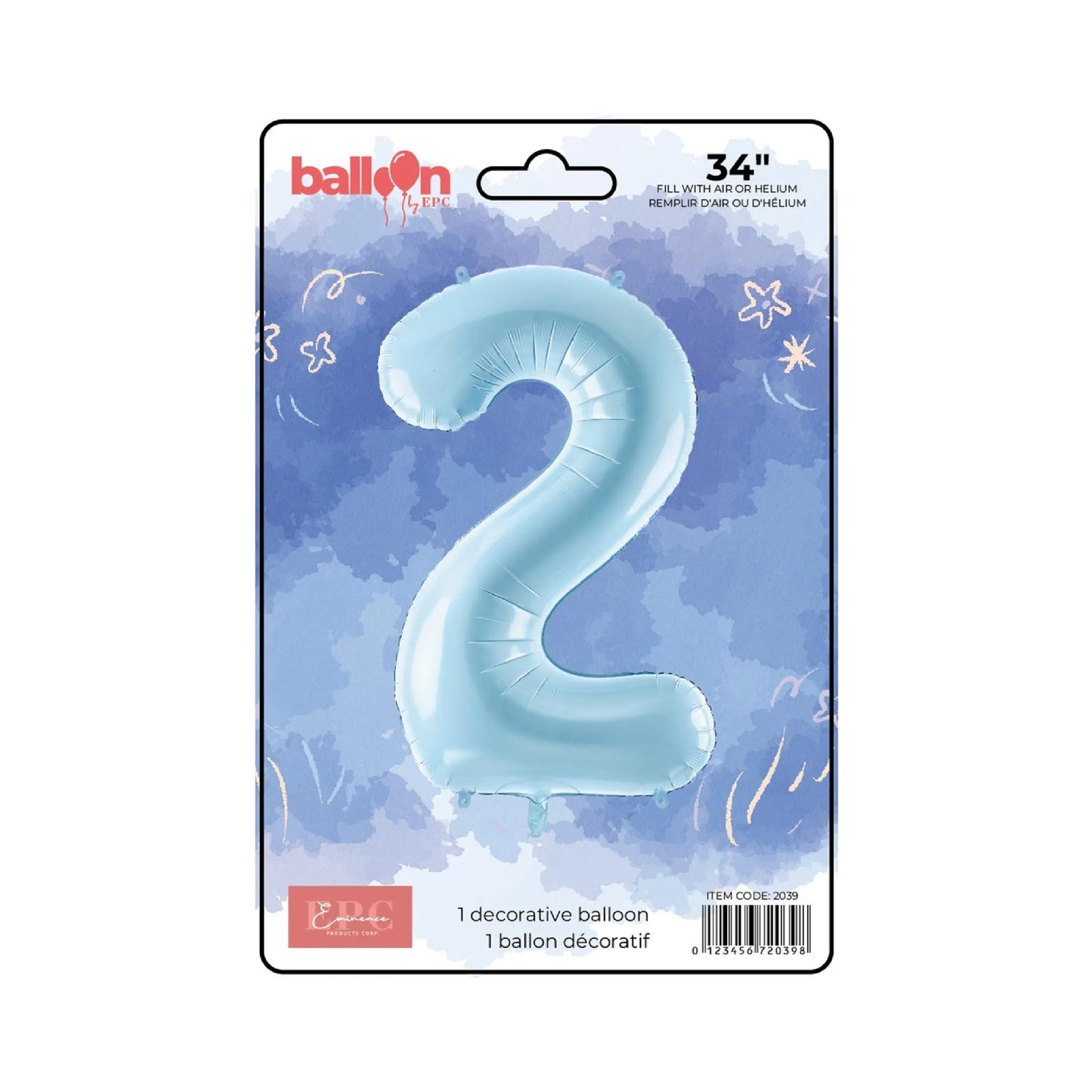 FOIL NUMBER 2 BALLOON - SOLID BLUE 34-INCH
