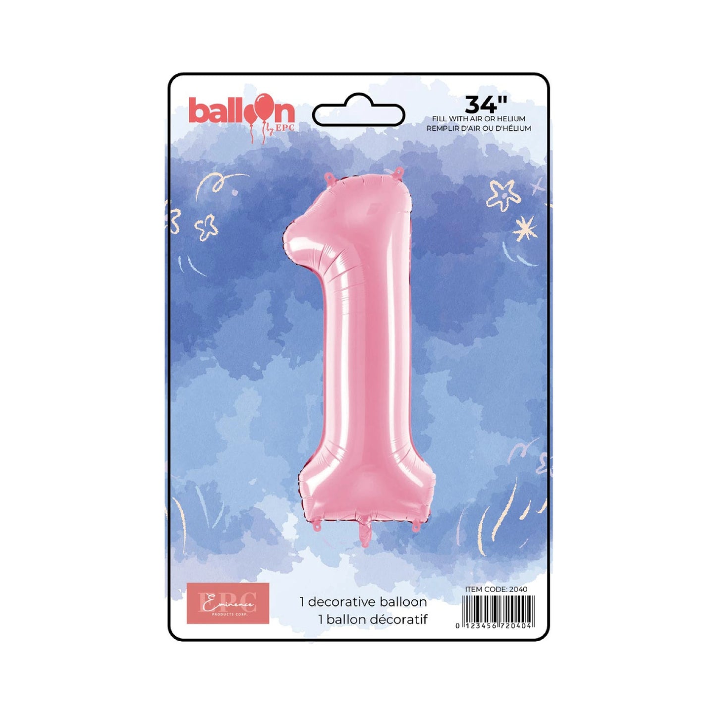 FOIL NUMBER 1 BALLOON - SOLID PINK 34-INCH