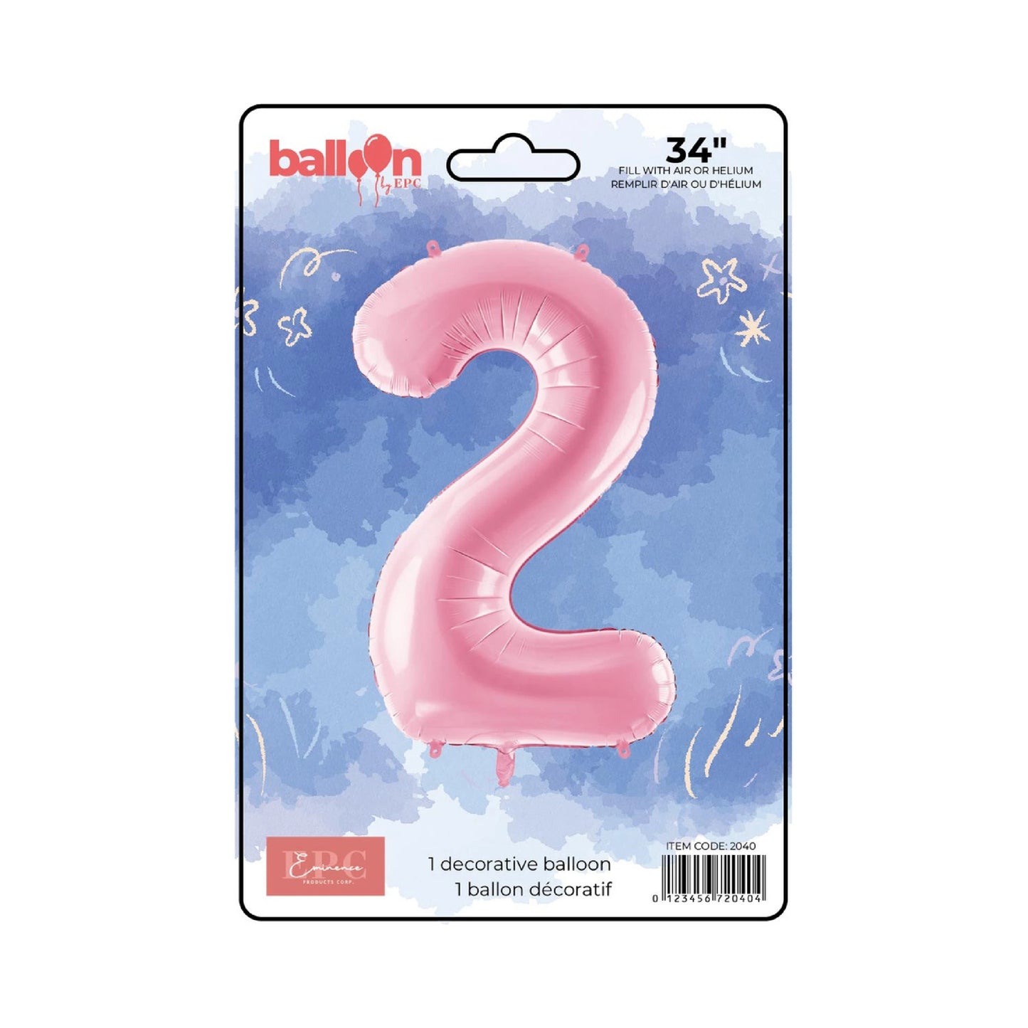 FOIL NUMBER 2 BALLOON - SOLID PINK 34-INCH