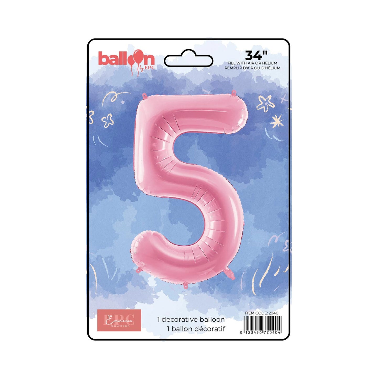 FOIL NUMBER 5 BALLOON - SOLID PINK 34-INCH