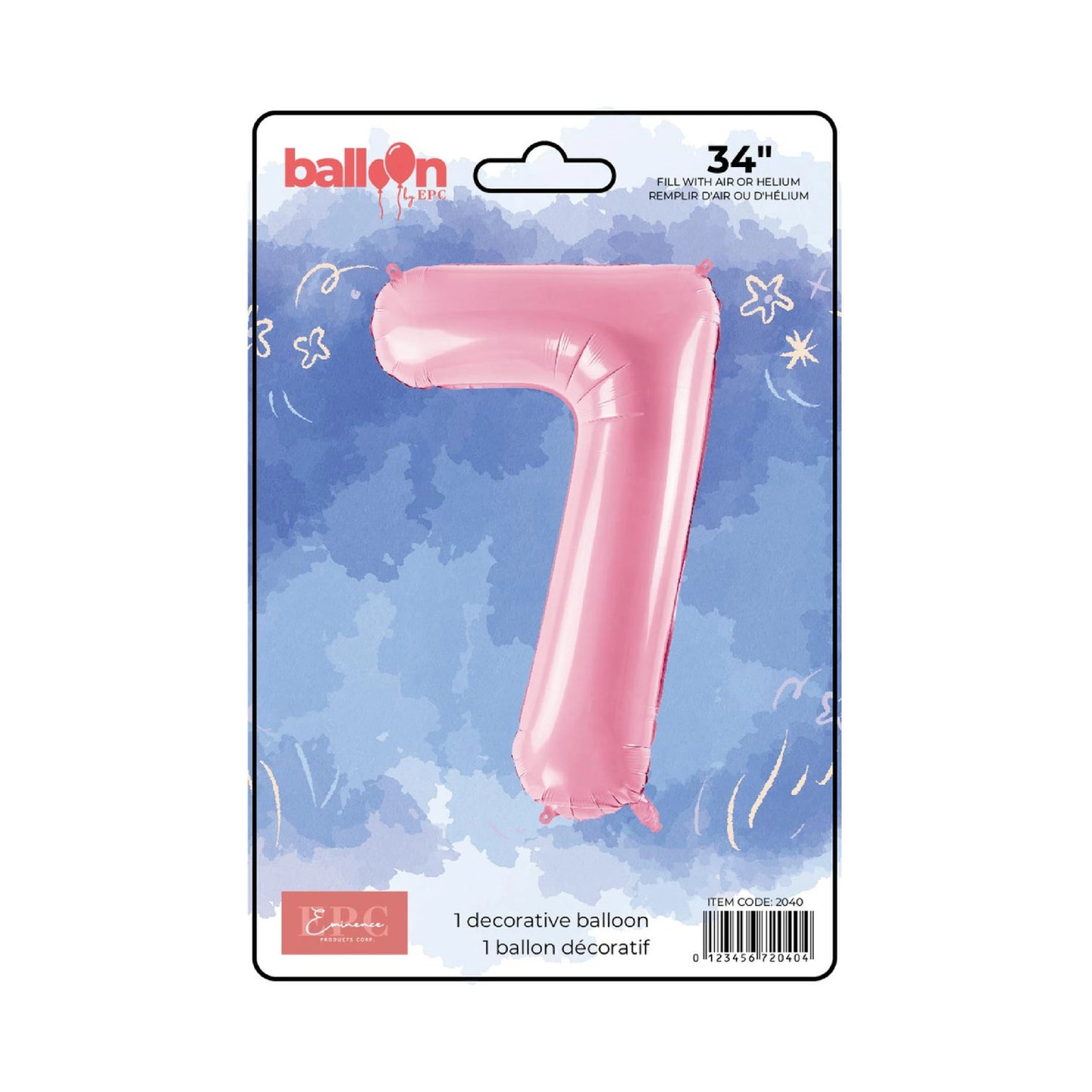 FOIL NUMBER 7 BALLOON - SOLID PINK 34-INCH