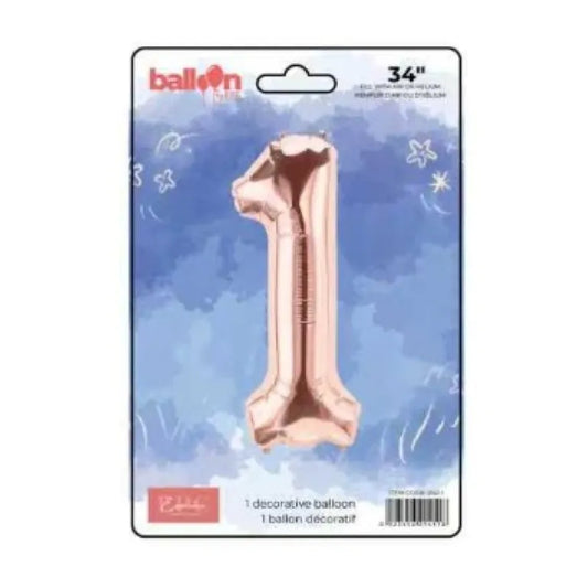 FOIL NUMBER 1 BALLOON - ROSE GOLD 34-INCH