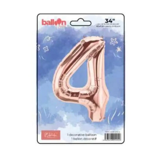 FOIL NUMBER 4 BALLOON - ROSE GOLD 34-INCH