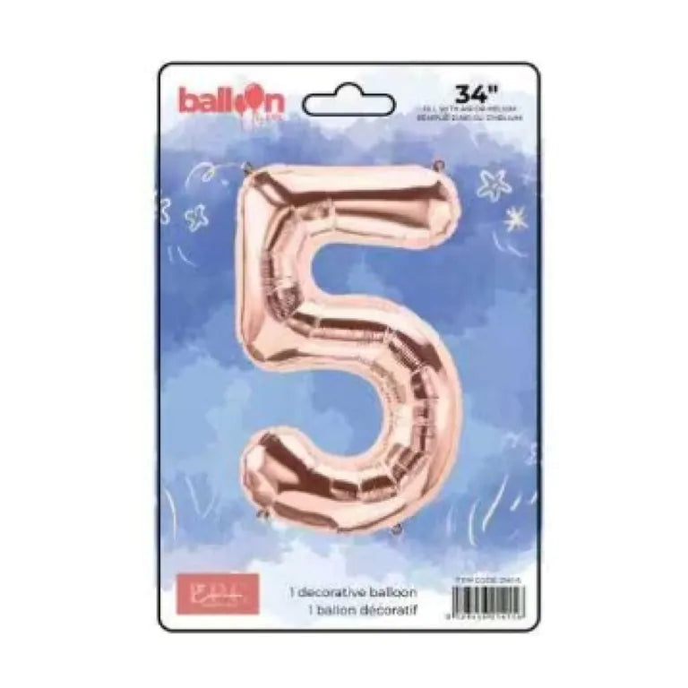 FOIL NUMBER 5 BALLOON - ROSE GOLD 34-INCH