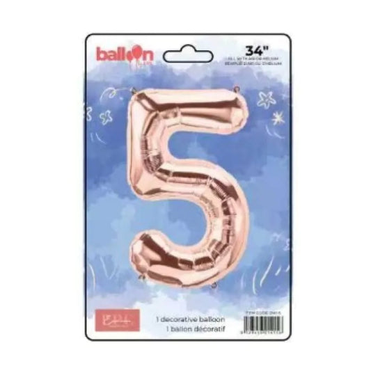 FOIL NUMBER 5 BALLOON - ROSE GOLD 34-INCH