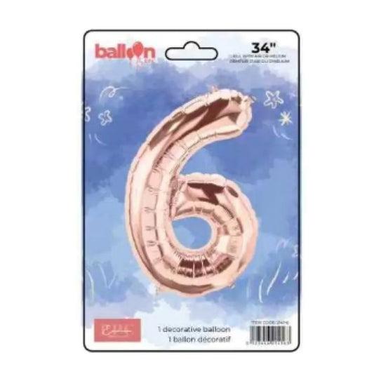 FOIL NUMBER 6 BALLOON - ROSE GOLD 34-INCH