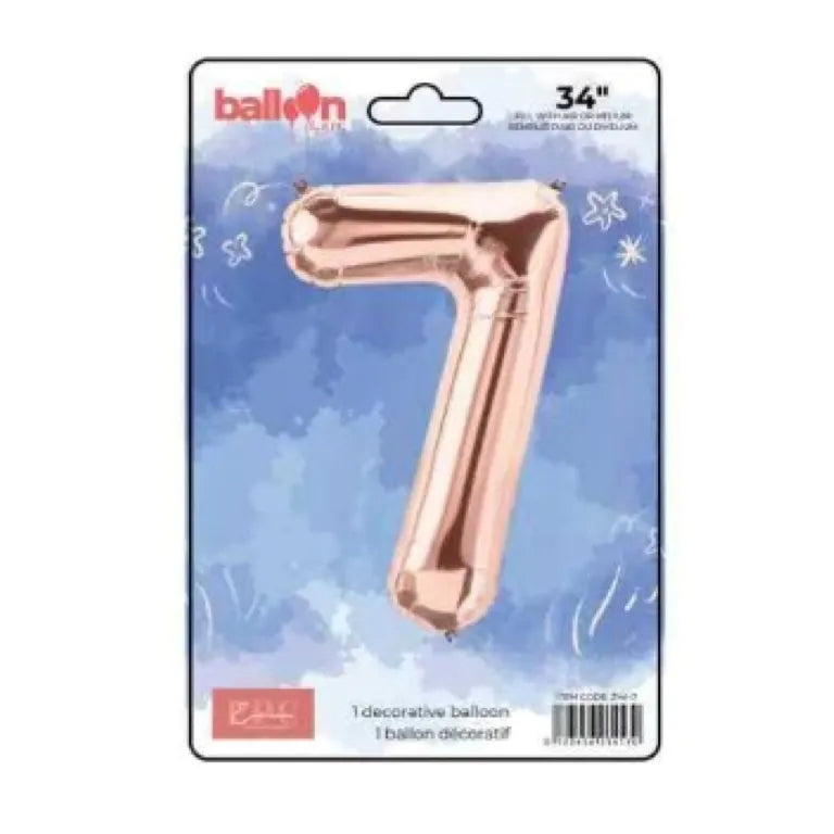 FOIL NUMBER 7 BALLOON - ROSE GOLD 34-INCH