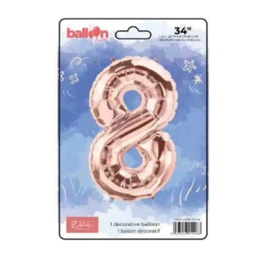 FOIL NUMBER 8 BALLOON - ROSE GOLD 34-INCH