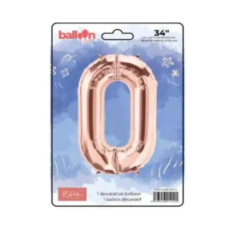 FOIL NUMBER 0 BALLOON - ROSE GOLD 34-INCH
