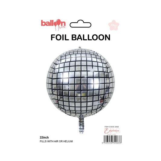 BALL BALLOON SILVER 22''