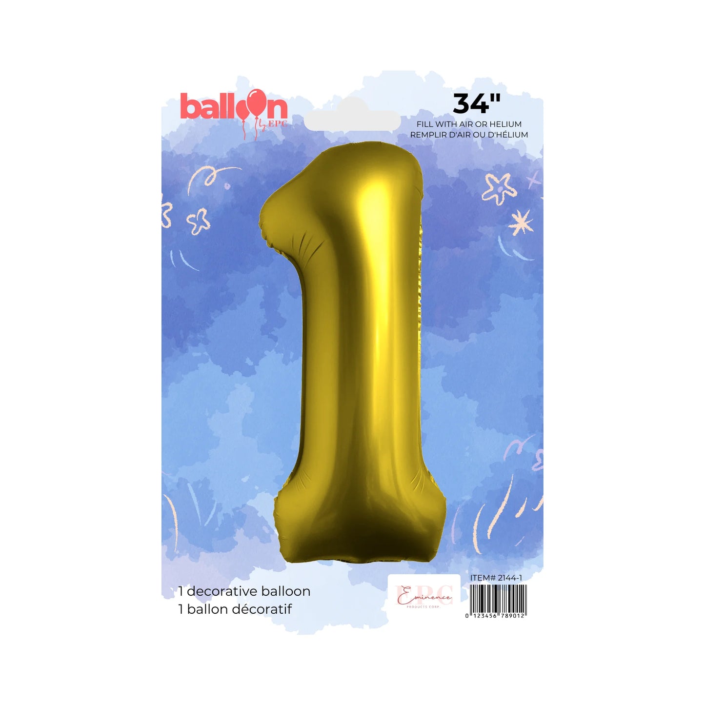 FOIL NUMBER 1 BALLOON - CHROME GOLD 34-INCH