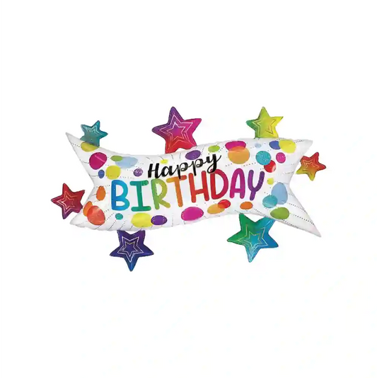 HAPPY BIRTHDAY WAVE MULTI STARS SUPER SHAPE 126X76