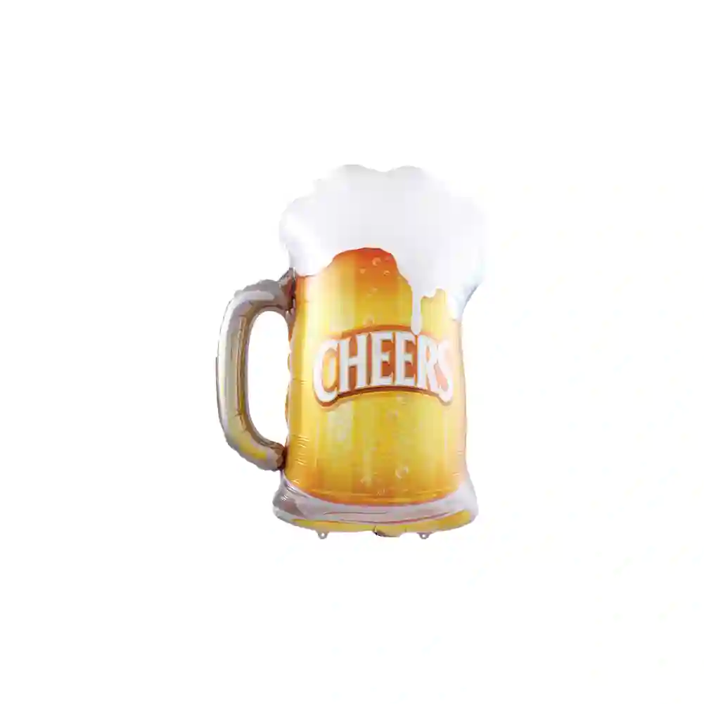 Foil beer mug supershape balloon with Cheers lettering and foam head
