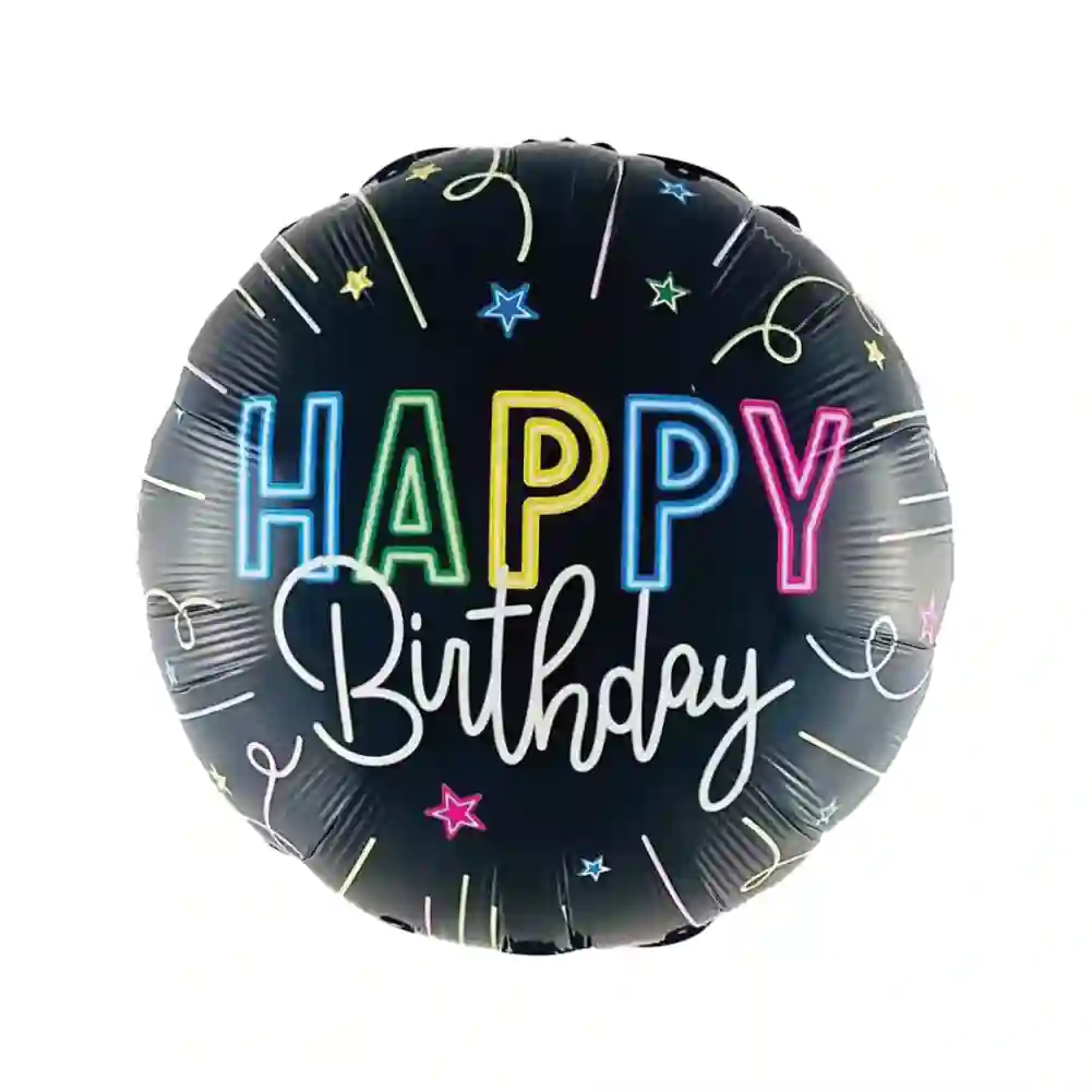 HAPPY BIRTHDAY NEON STARS 18"