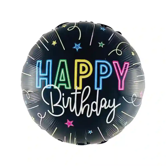 HAPPY BIRTHDAY NEON STARS 18"