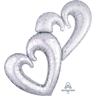 Ballon supershape cœurs entrelacés en aluminium 53 po