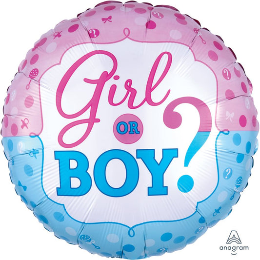 18" Foil Gender Reveal Girl or Boy Balloon