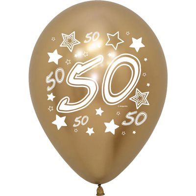 11" Number 50 Reflex Gold latex balloon (50 pcs)