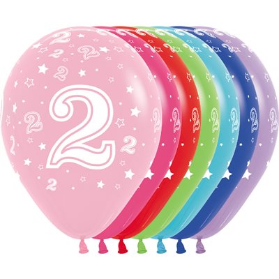 11" Number 2 latex balloon, assorted colors (50 pcs)