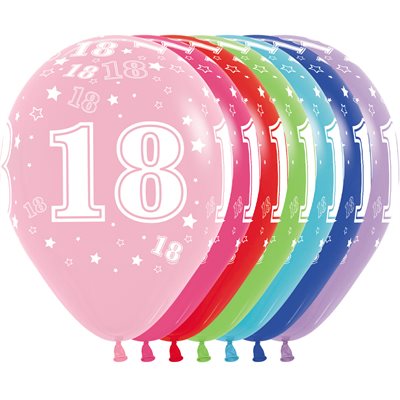 11" Number 18 latex balloon, assorted colors (50 pcs)