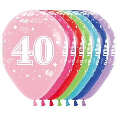 11" Number 40 latex balloon, assorted colors (50 pcs)