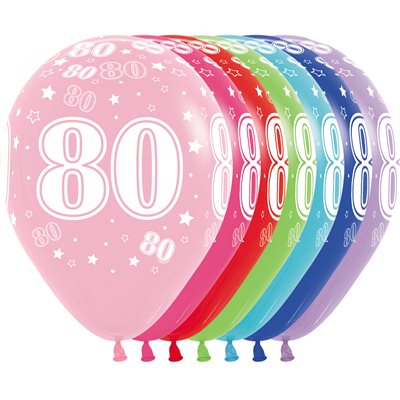 11" Number 80 latex balloon, assorted colors (50 pcs)
