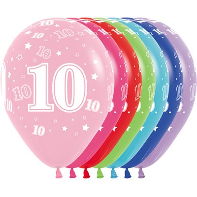 11" Number 10 latex balloon, assorted colors (50 pcs)