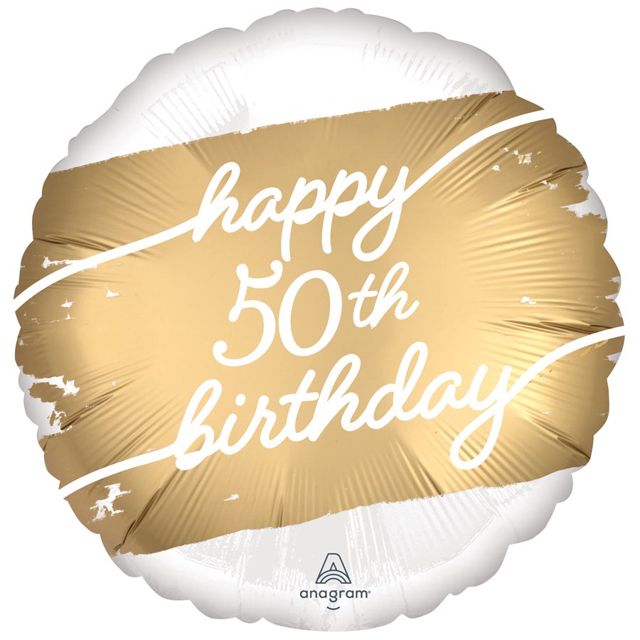 18" Foil Golden Age 50th Birthday Balloon