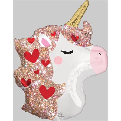 Ballon en aluminium licorne scintillante 18 po