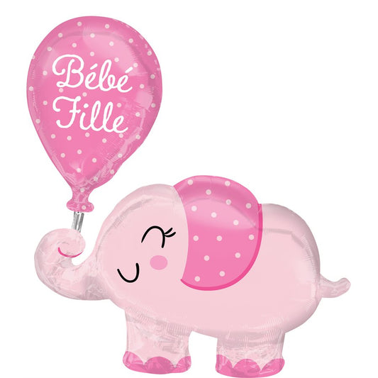 29" Foil Bébé Fille Elephant Balloon
