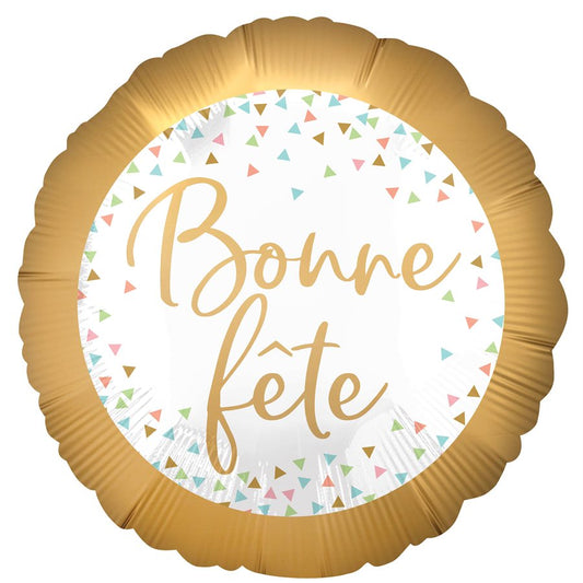 18" Foil Bonne Fête Pastel Confetti Balloon