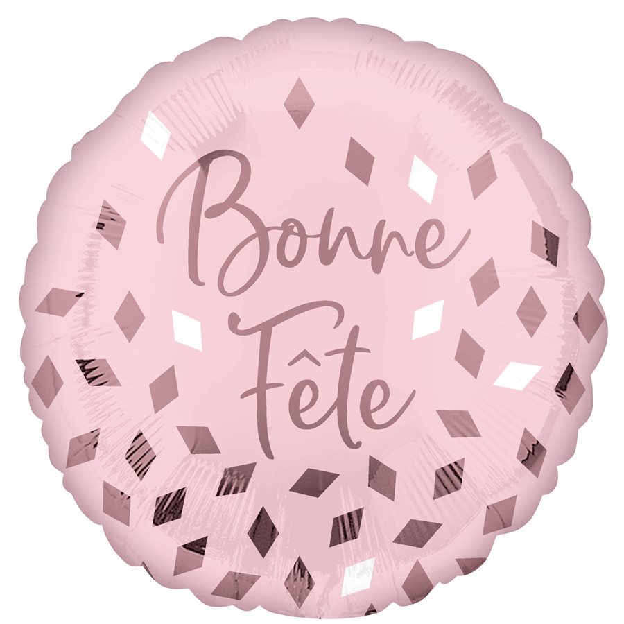 18" Foil Bonne Fête Blush Balloon