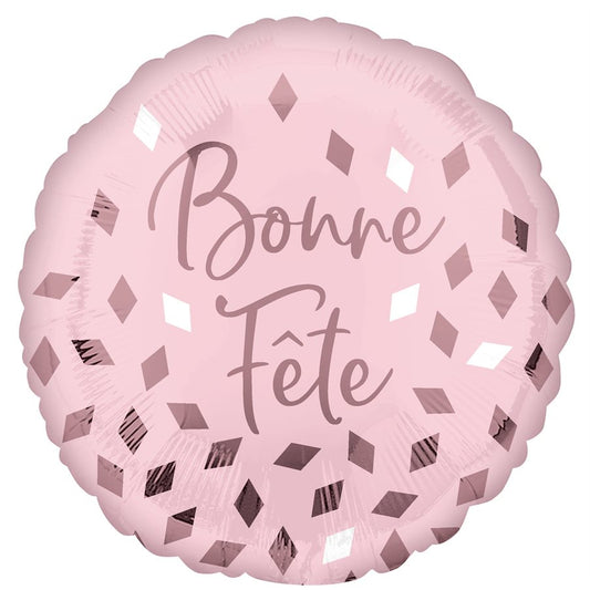 18" Foil Bonne Fête Blush Balloon
