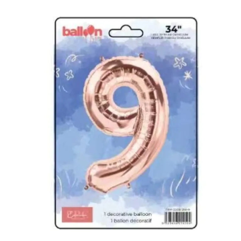 FOIL NUMBER 9 BALLOON - ROSE GOLD 34-INCH