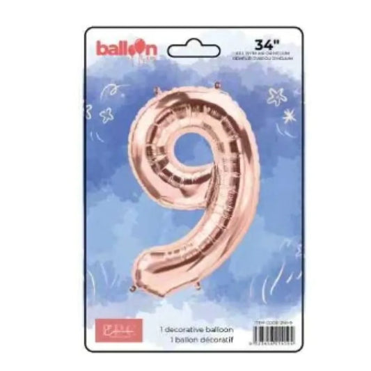 FOIL NUMBER 9 BALLOON - ROSE GOLD 34-INCH