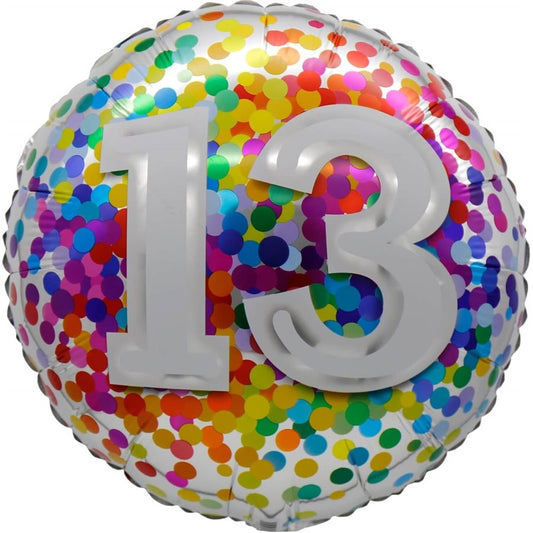 "18" "13 Rainbow Confetti Balloon Airise"