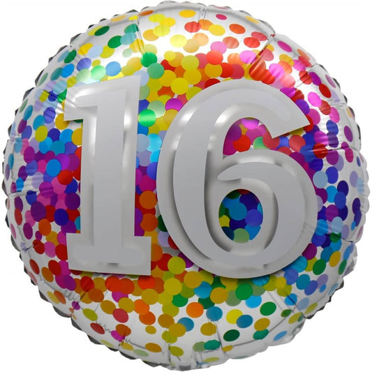 "18" "16 Rainbow Confetti Balloon Airise"