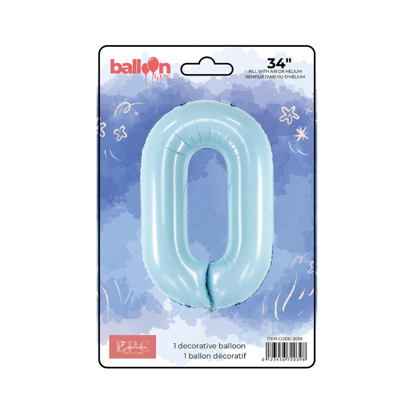 FOIL NUMBER 0 BALLOON - SOLID BLUE 34-INCH
