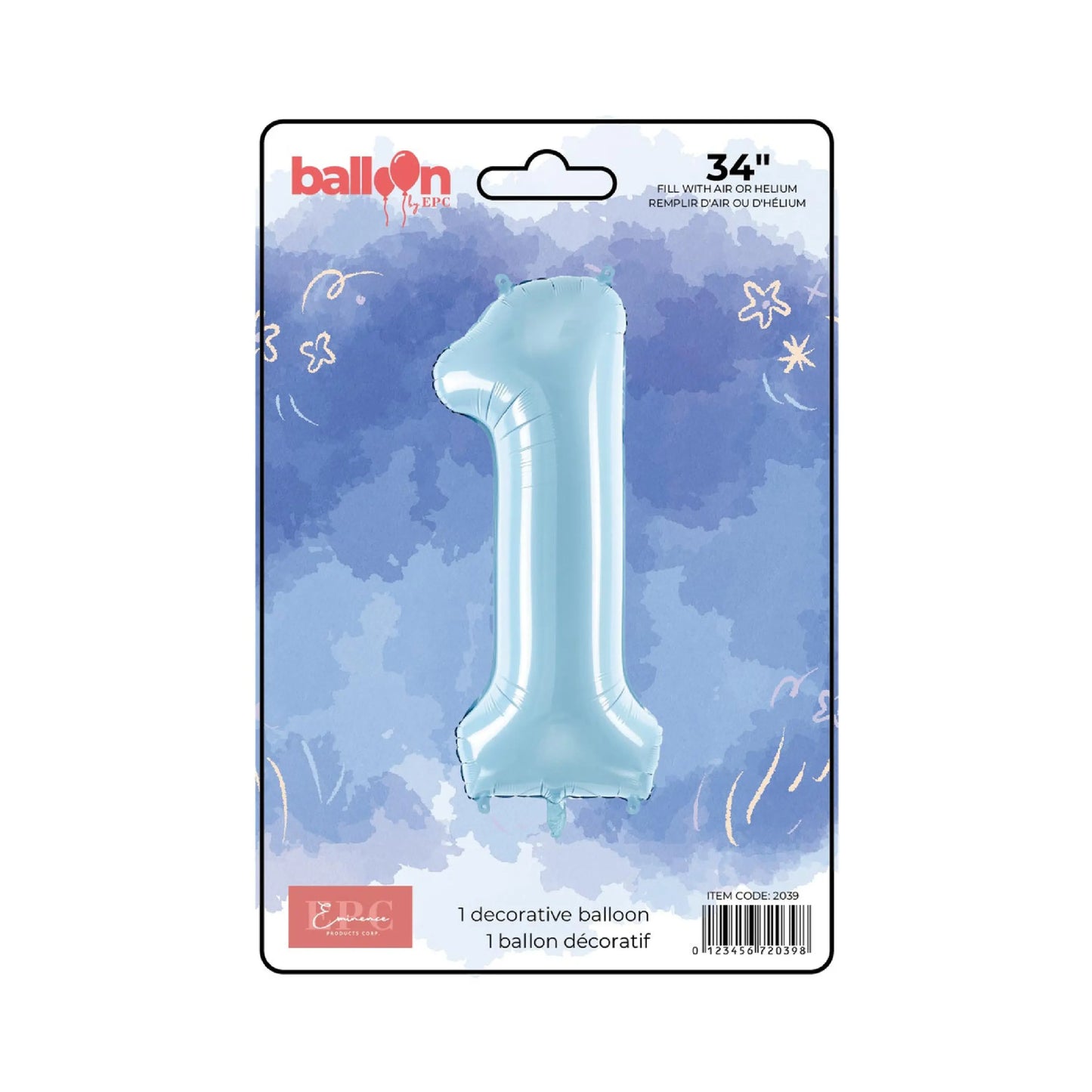 FOIL NUMBER 1 BALLOON - SOLID BLUE 34-INCH