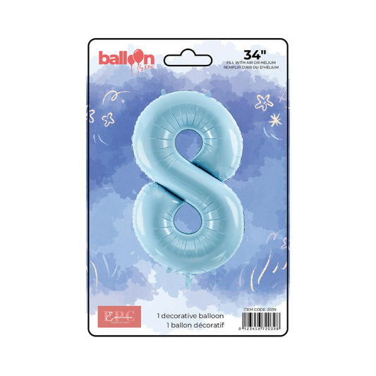 FOIL NUMBER 8 BALLOON - SOLID BLUE 34-INCH